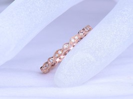 0.22Ct Natural Real Moissanite Eternity Wedding Band Ring 14K Rose Gold Plated - £104.33 GBP