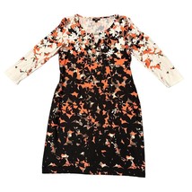 JBS Dress Medium Floral Multicolor Polyester Spandex Black White Coral Gray - £12.22 GBP