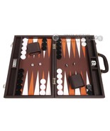 Open Box! 16&quot; Silverman &amp; Co. Leatherette Backgammon Set - Dark Brown - $115.75 CAD