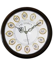 12 inch Vintage Dark Brown Wooden Wall Clock Home Decorative Round Antique - £48.77 GBP