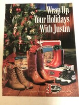 1995 Justin Boots Christmas Vintage Print Ad pa7 - $7.91