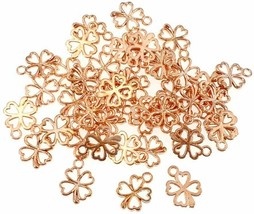 100 Shamrock Charms Clover Charms Miniature Charms 4 Leaf Rose Gold Good Luck - £14.23 GBP