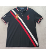 Polo Ralph Lauren Polo Shirt Men&#39;s L Black Big Pony Custom Slim Fit Slit... - £43.92 GBP