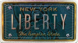 New York The Empire State Liberty Foil Panoramic Dual Sided Fridge Magnet - $8.42