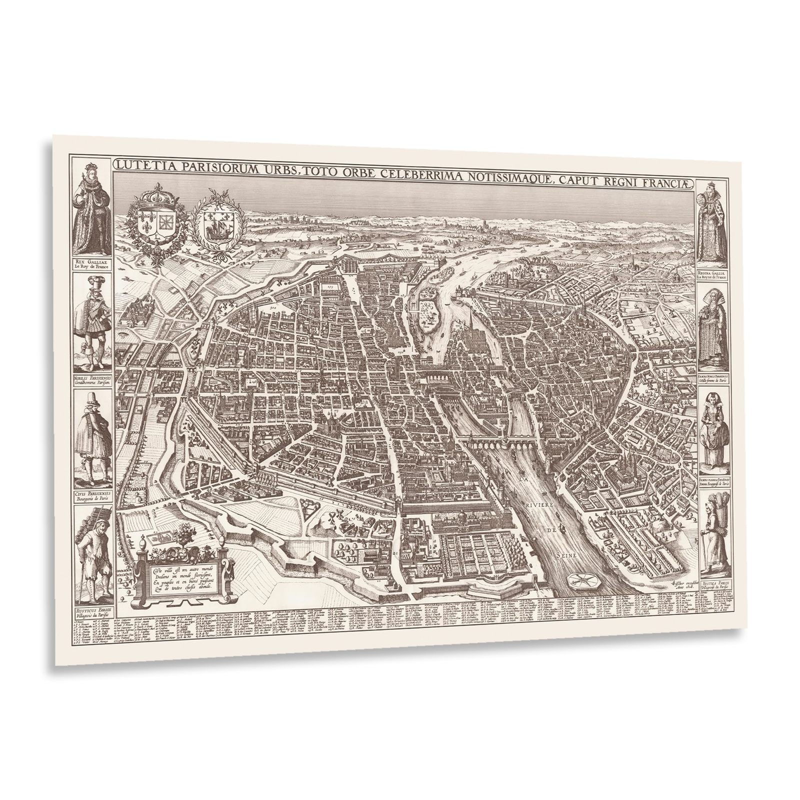 HISTORIX Vintage 1618 Paris France Map Poster - Vintage Bird&#39;s Eye View ... - £30.08 GBP+