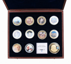Vatican City Medals Set 11 BU Medals Colored in Luxury Wooden Case + CoA 01130 - £177.04 GBP