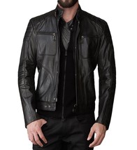 Hidesoulsstudio Genuine Handmade Men Black Leather Jacket #102 - $119.99
