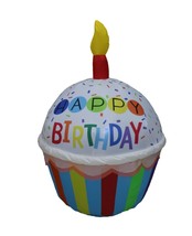 4 FOOT INFLATABLE HAPPY BIRTHDAY CUPCAKE CANDLE Party Outdoor Yard Decor... - £33.77 GBP
