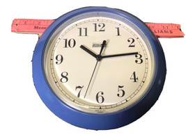 8.75 In. Diameter,Blue Case W/White Face,  Sweep Wall Clock, Used, Working - £9.88 GBP