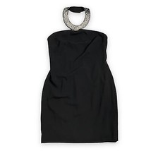 Karl Lagerfield Black Mini Dress with Beaded Pearl Necklace Collar Plus 14 - £48.88 GBP