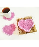 Handmade Coasters Heart set of 4 Absorbent Valentines day Gifts for Her - $24.43