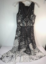 Kenneth Cole Dress  Hi Lo Layers A Line Ruffle Lace Black Boho Chic Dark... - £31.53 GBP