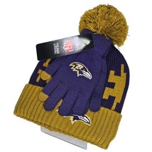 Baltimore Ravens Knit Stocking Beanie Cap Gloves Set OSFM NFL Team Apparel NWT - $24.74