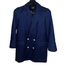 ASM COLLECTION POLYESTER WOMEN NAVY BLUE KNIT PEACOAT MOP BUTTONS MEDIUM... - $19.48
