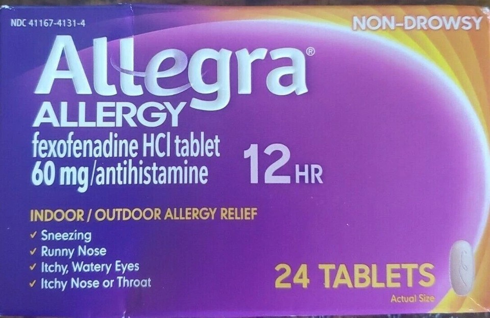 Allegra Adult 12HR Non-Drowsy 60mg Antihistamine 24 Tablets Allergy Exp ... - $9.41