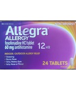 Allegra Adult 12HR Non-Drowsy 60mg Antihistamine 24 Tablets Allergy Exp ... - $176.48 MXN