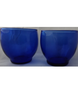 Cobalt Blue Round Roly Poly 5 Ounce Juice Glasses Set of 2 Vtg 1940s - $25.69
