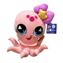 Littlest Pet Shop Pink Octopus Plush Stuffed Animal Purple Bow 10 Inch H... - $14.39