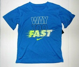 Nike Boys T-Shirt Way Too Fast Blue Dri Fit Size 4 NWT - £10.07 GBP