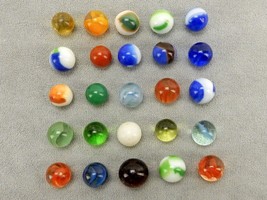 Random Lot of 25 Vintage Marbles, Assorted Colors/Styles/Sizes/Makers #MRB-01 - £15.57 GBP