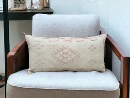 Moroccan Sabra Lumbar Throw Pillow: Cactus Silk Elegance for Stylish Com... - £125.07 GBP