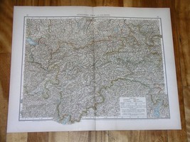 1899 Antique Map Of Southern Bavaria Bayern Tyrol Tirol Salzburg Austria Italy - £21.98 GBP