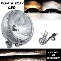 7&quot; H4 Stock 12v LED Headlight Motorcycle Chrome Bucket Assembly Fits: Harley - £78.37 GBP