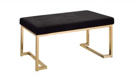 Modern Rectangular Black Padded Bench With Champagne Metal Base - $348.10