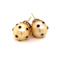 South Sea Pearl Ruby Earrings 14k Gold 0.27 CTW Certified 113513 - £1,394.49 GBP