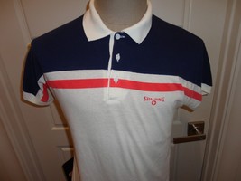 Vintage 90&#39;s White Blue Spalding 60-40 Colorblock polo shirt  Adult M Rare Find - £21.38 GBP