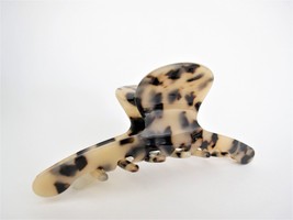 Large long tan beige black marbled design hair claw clip for long fine hair - £7.04 GBP