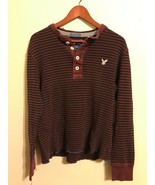 Men&#39;s American Eagle waffle knit button henley shirts LOT OF 2 shirts Pr... - $28.06