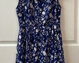 Lucky Brand Sleeveless Dress Womens L Blue Floral length V Neck Tie - $24.00