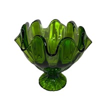Vintage L E Smith Green Glass Handkerchief Vase - $39.60