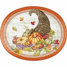 Plentiful Cornucopia Thanksgiving 8 Ct  Oval 10 x 12 Banquet Platters Paper - £6.35 GBP