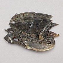 Carved Mother Of Pearl Ship W/ Sails 1 3/4&quot; X 1 3/16&quot; - $14.84