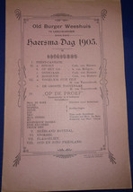Old Burger Te Leeuwarden Weeshuis haersma= Dag Programma 1905 - £7.85 GBP