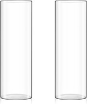 Fixwal Clear Glass Cylinder Vase Set Of Two For Centerpieces; 12 X 4 Inch Tall - £27.56 GBP