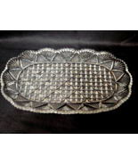 Crystal Cut US Glass Rectangle Tray Serving Dish Vintage - Pineapple And... - $18.79