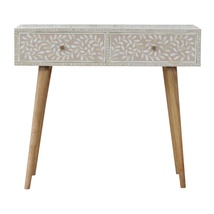 Artisan Furniture Light Taupe Floral Bone Inlay Console Table - £390.52 GBP