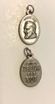 Padre Pio  Silver tone oval medal,  New from Italy - $1.98