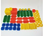 VINTAGE 1978 PLAYSKOOL BRISTLE BLOCKS INTERLOCKING 59 PIECES RED BLUE YE... - $46.55