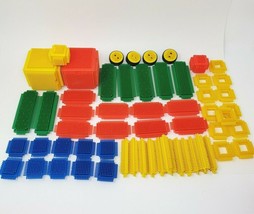 Vintage 1978 Playskool Bristle Blocks Interlocking 59 Pieces Red Blue Yellow - £36.39 GBP