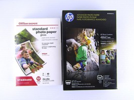Lot of 2 HP Advanced Glossy 4x6 Photo Paper &amp; Office Depot, 100 Pack - £6.50 GBP