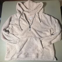 Victoria&#39;s Secret PINK Fleece Sherpa Hoodie Women’s  L Light Pale Pink - $27.72
