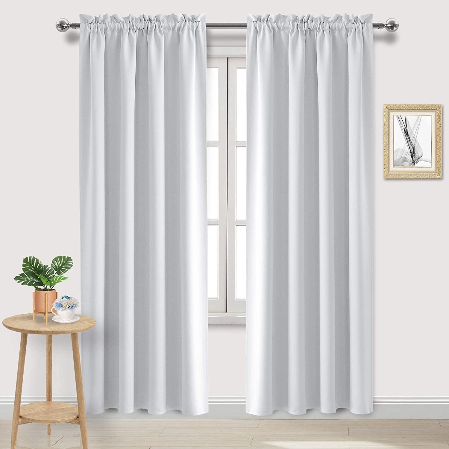 Primary image for Dwcn White Room Darkening Curtains For Bedroom, 60 X 84 Inches Long - Energy