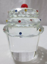 Vintage Crystal Paperweight Cupcake Figurine SD Simon Designs 3.5&quot; Paper... - £11.79 GBP