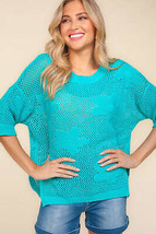 Haptics Floral Crochet Side Slit Knit Top - $43.99