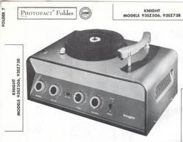 1958 KNIGHT 93SZ506 93SZ738 Record Player Photofact MANUAL Changer Ampli... - $10.88