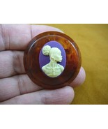 (CA10-72) RARE African American LADY white + purple CAMEO bakelite Pin P... - $603.73 MXN